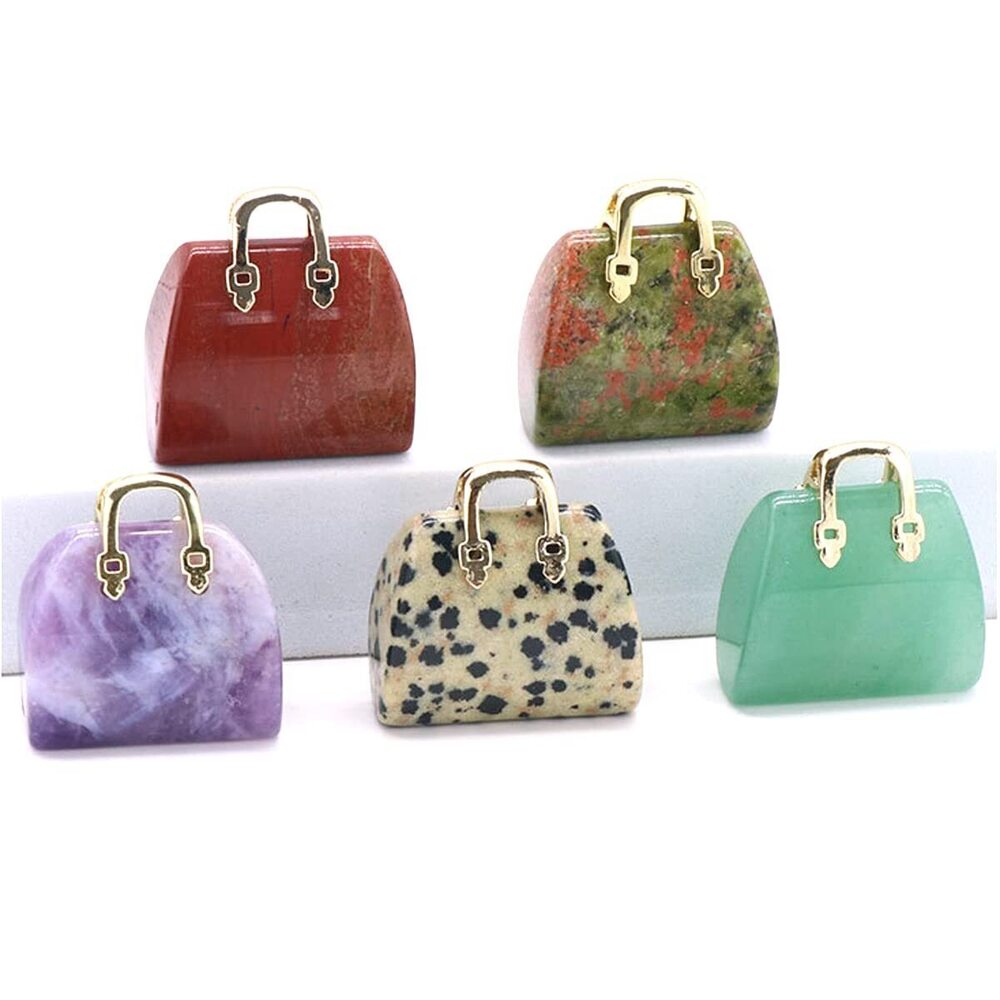 2730 5 Pcs Natural Stone Pendants Ornament Handbag Unique Shape Crystal